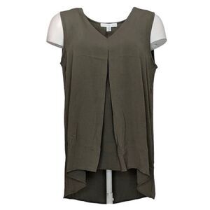 Fever Green Sleeveless V Neck With Pleated Detail Blouse